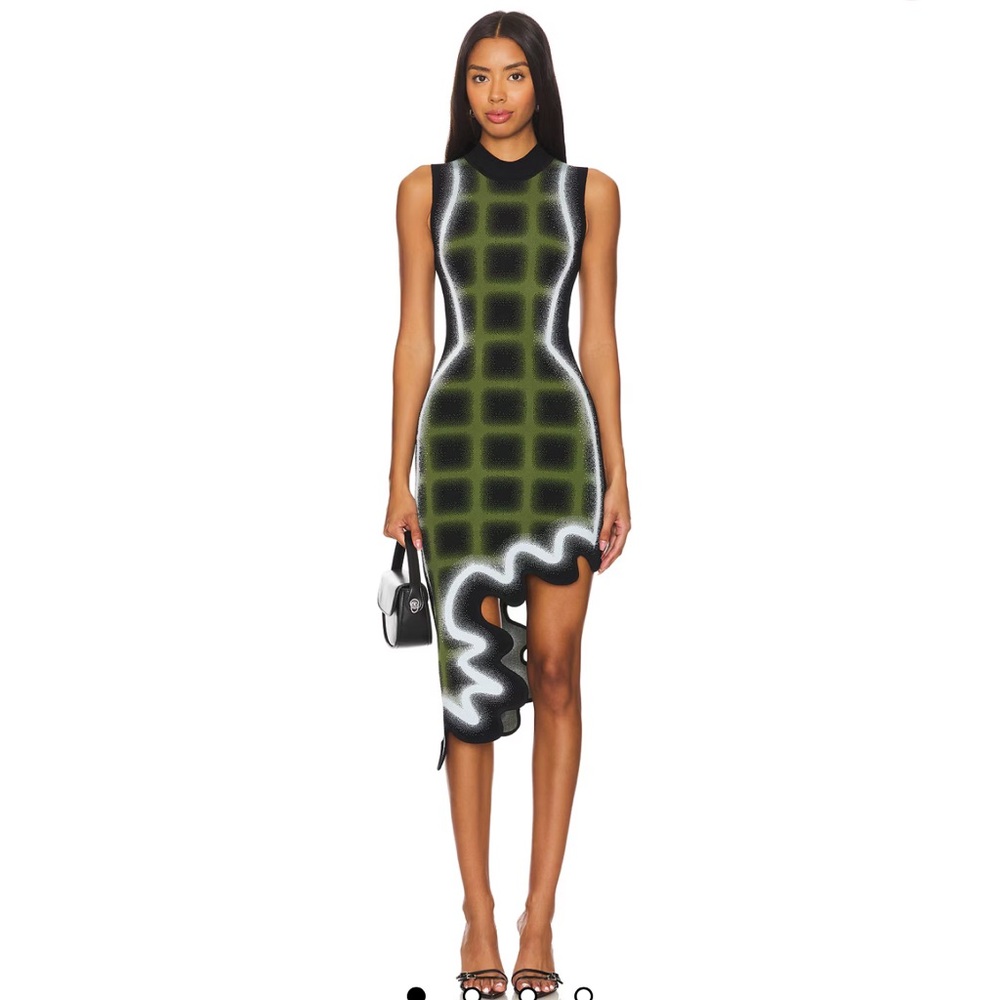 PH5 Mia Wavy Plaid Dress in Green & Black